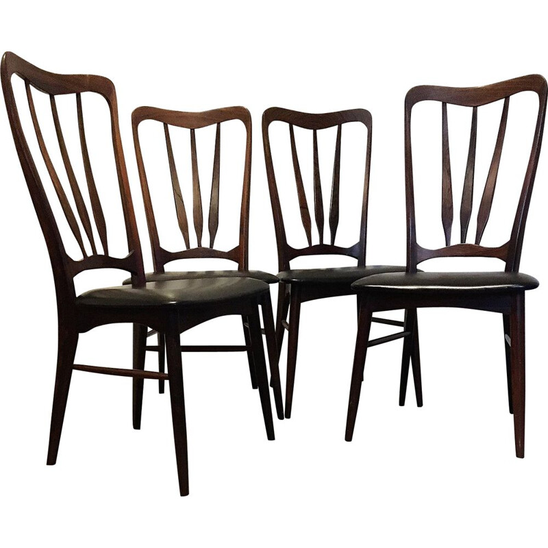 Set of 4 vintage Scandinavian chairs "Ingrid" in rosewood by Niels Koefoed for Koefoeds Hornlest