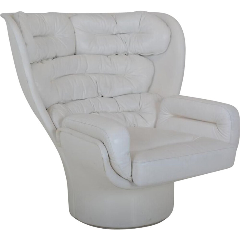 Vintage armchair "Elda" in white leather by Joe Colombo for Comfort Italy