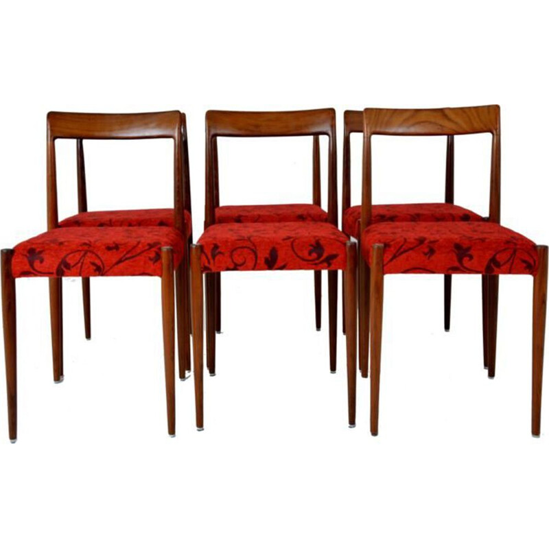 Set of 6 vintage Scandinavian chairs in teak