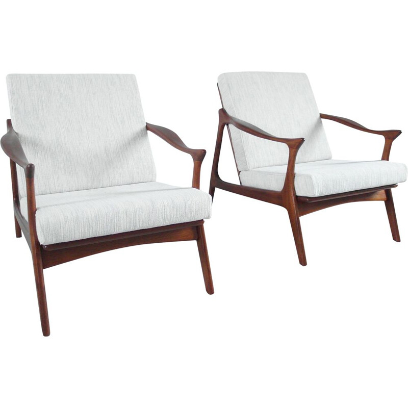 Set of 2 vintage Danish armchairs by Arne Hovmand Olsen for Mogens Kold