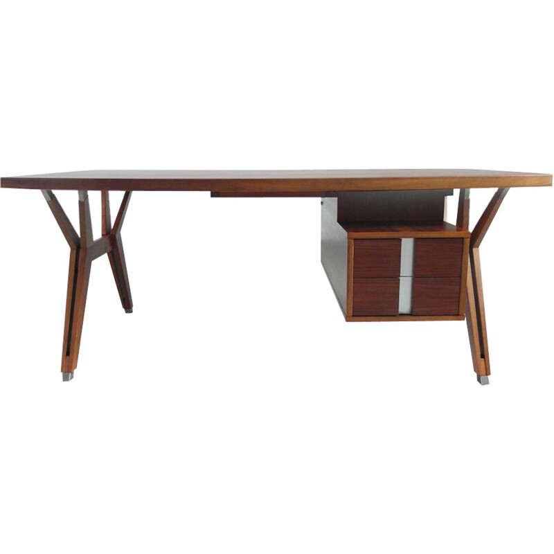 Vintage Italian executive desk in walnut by Ico Parisi for Mim Roma