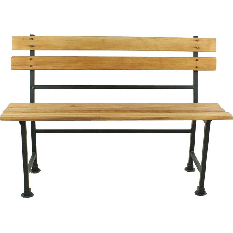 Vintage German bench in wood and metal