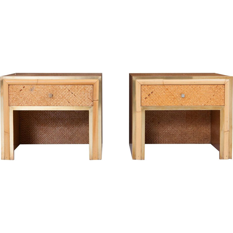 Pair of vintage night stands by Vivai del Sud in rattan and osier 1970s