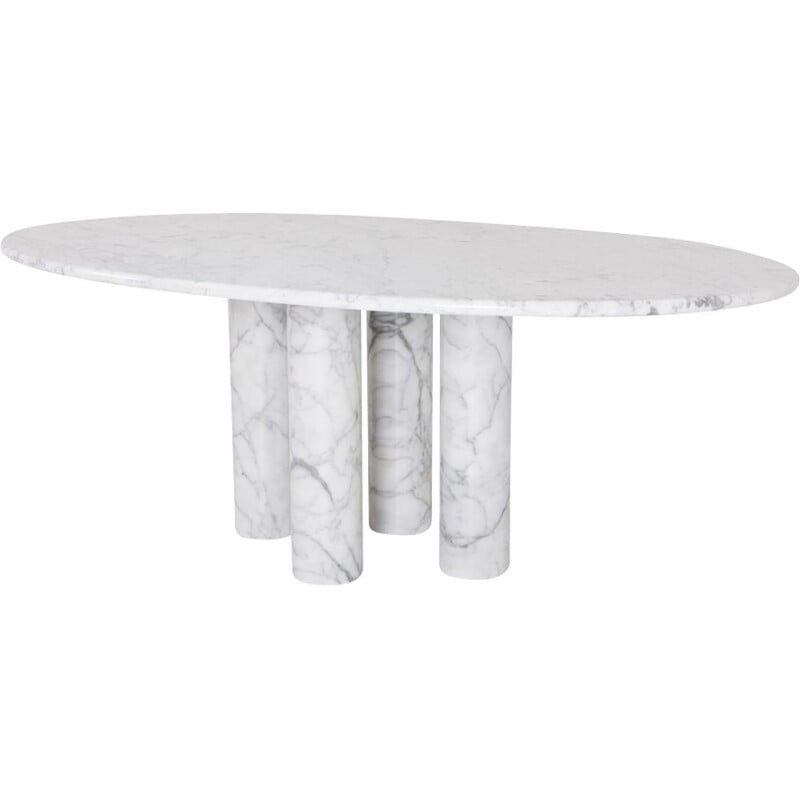 White oval dining table in marble 1970s