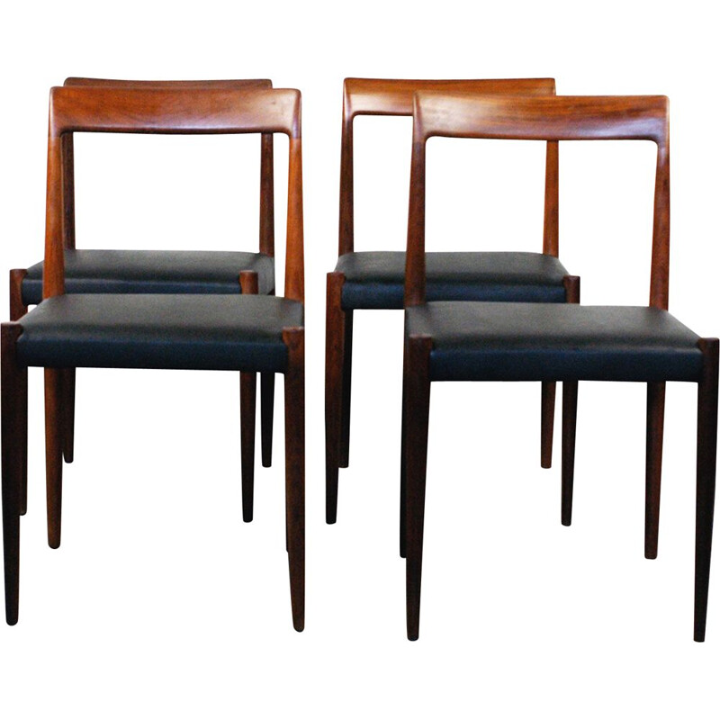 Set of 4 vintage chairs in teak by Lübke Germany