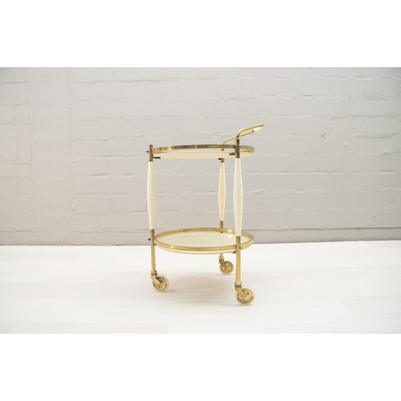 Vintage brass and glass cart