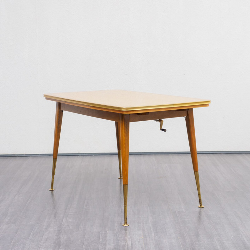 Vintage height-adjustable dining table in wood