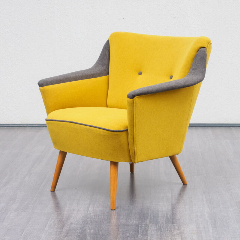 Vintage German yellow armchair in beech wood