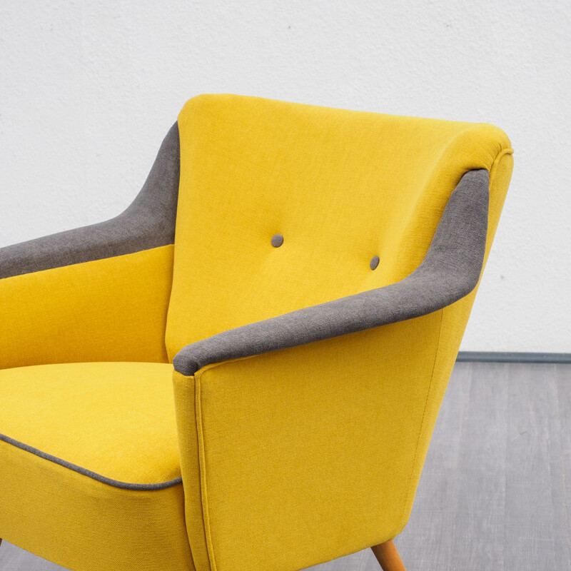 Vintage German yellow armchair in beech wood