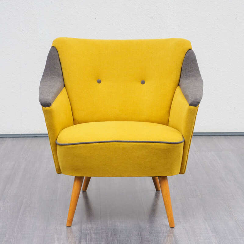 Vintage German yellow armchair in beech wood