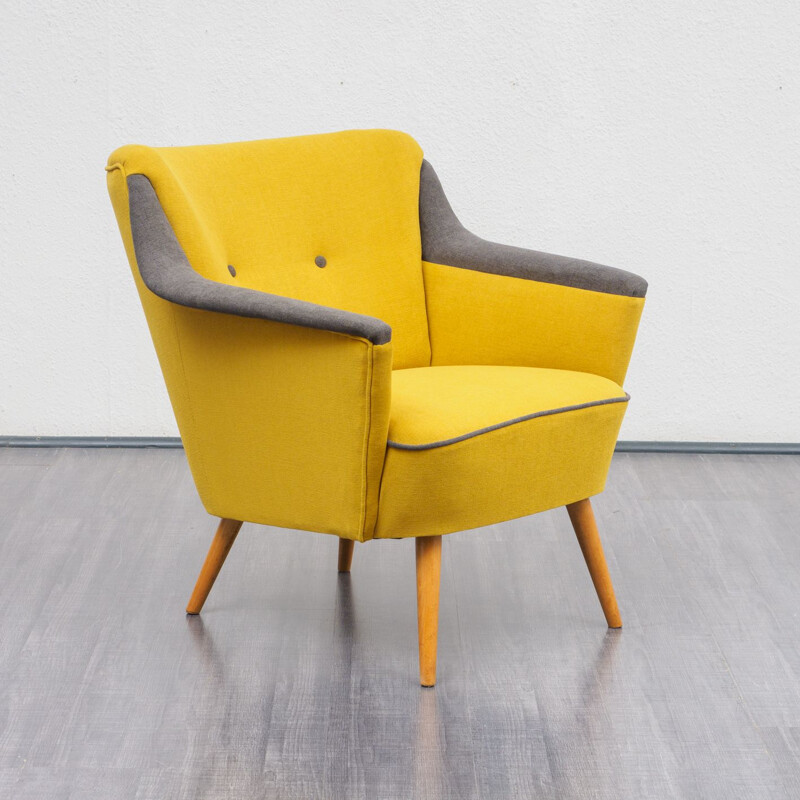 Vintage German yellow armchair in beech wood