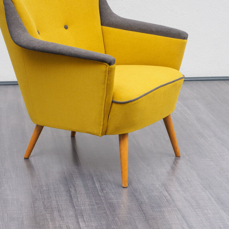 Vintage German yellow armchair in beech wood