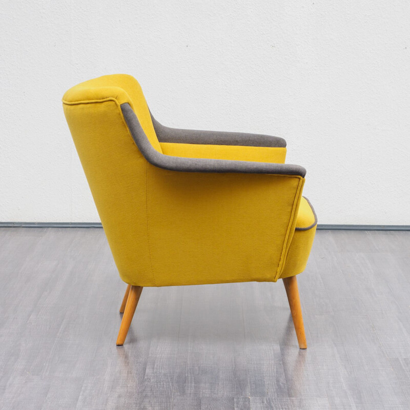 Vintage German yellow armchair in beech wood