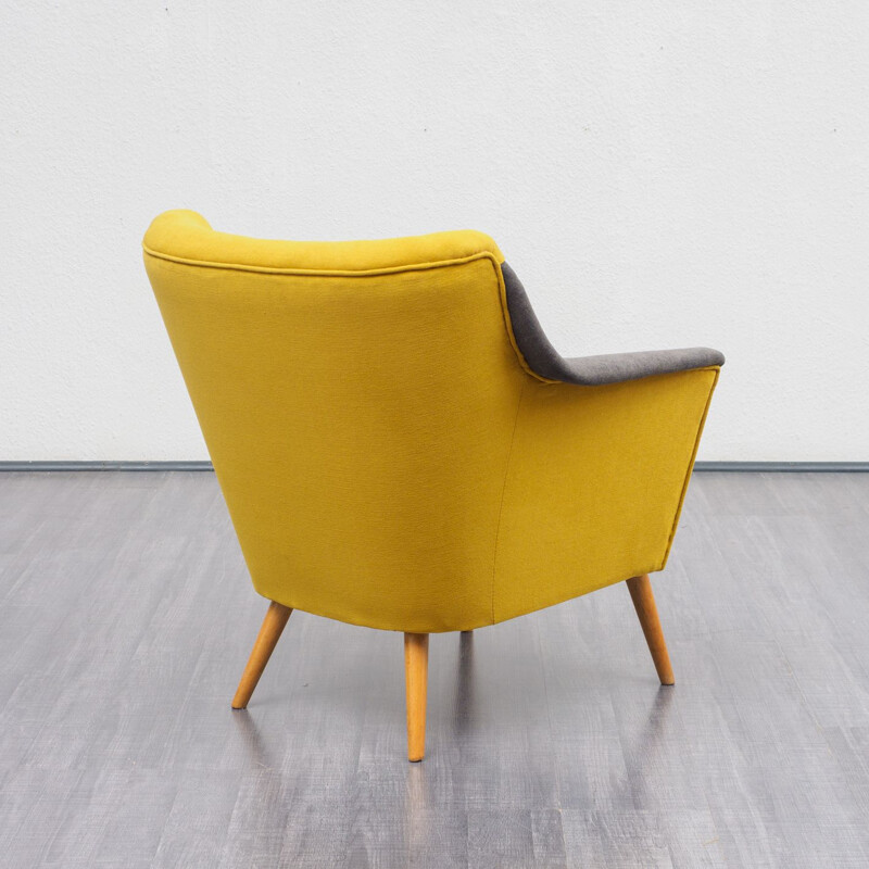 Vintage German yellow armchair in beech wood