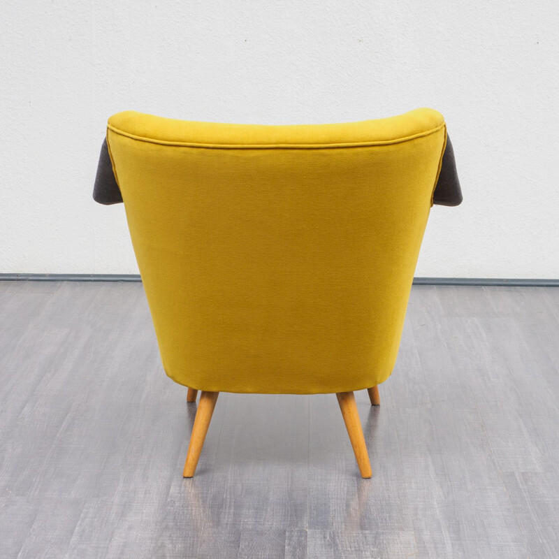 Fauteuil vintage jaune allemand en hêtre