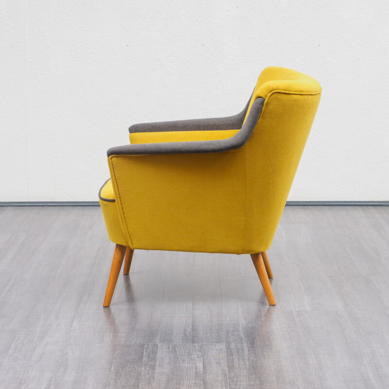 Vintage German yellow armchair in beech wood
