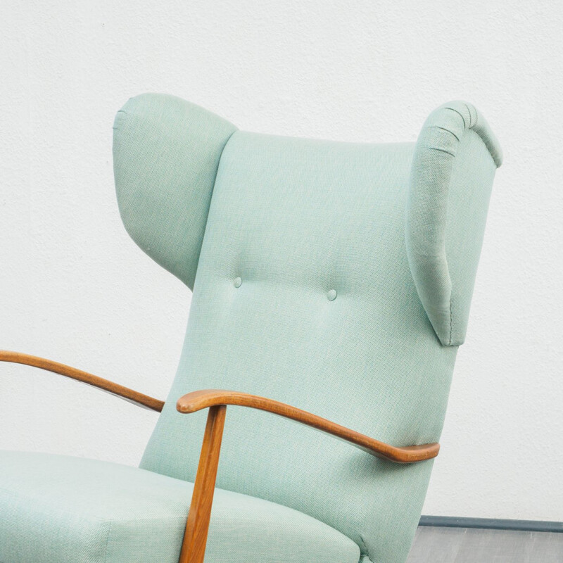 Vintage green armchair in solid beech wood