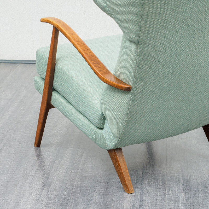 Vintage green armchair in solid beech wood