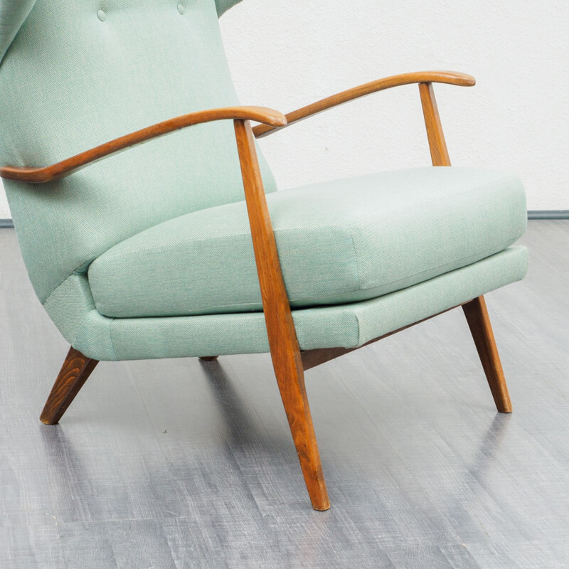 Vintage green armchair in solid beech wood