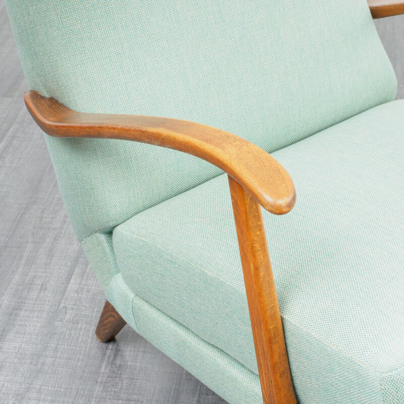 Vintage green armchair in solid beech wood