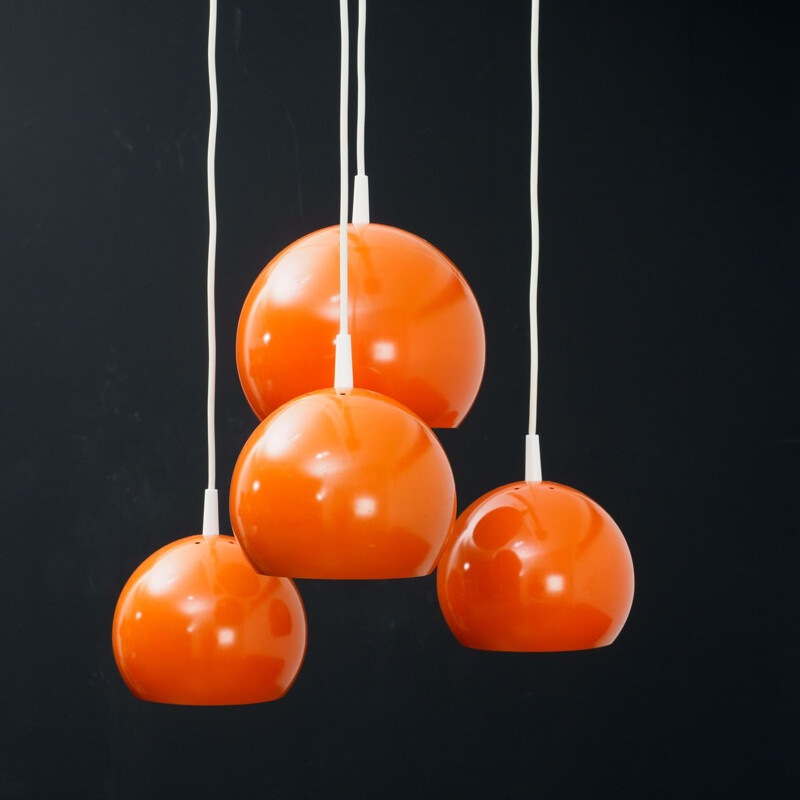 Vintage ceiling light "cascade" in orange metal