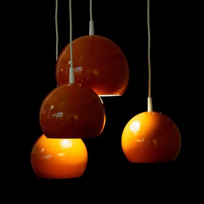 Vintage ceiling light "cascade" in orange metal