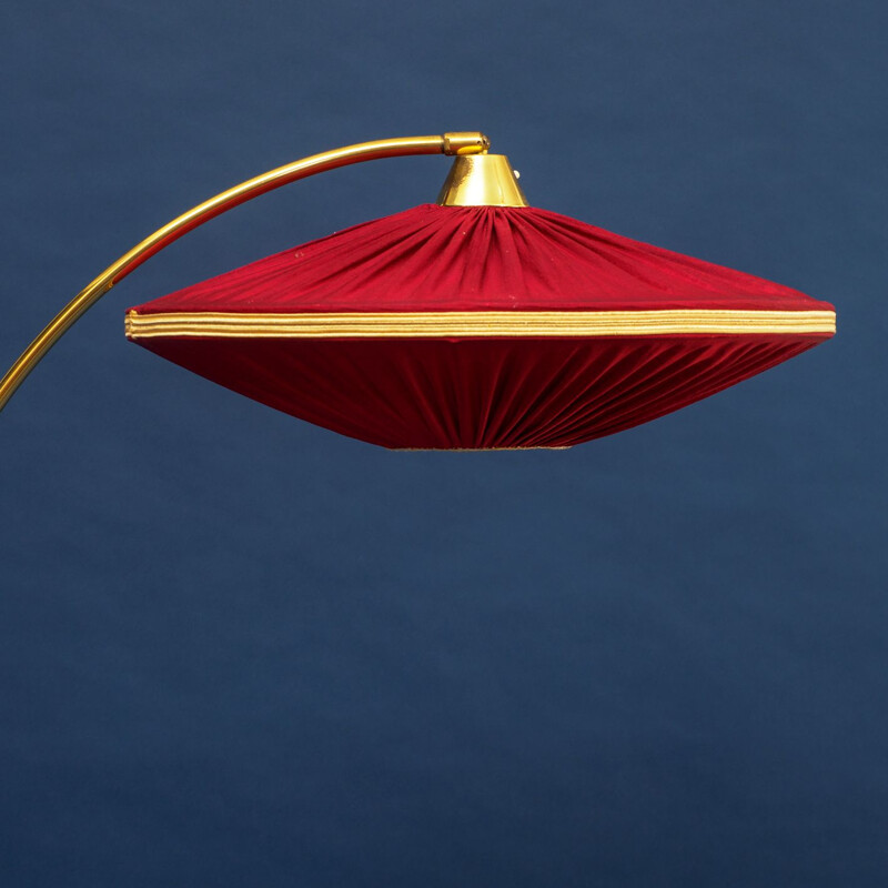 Vintage red floor lamp "arc" in brass