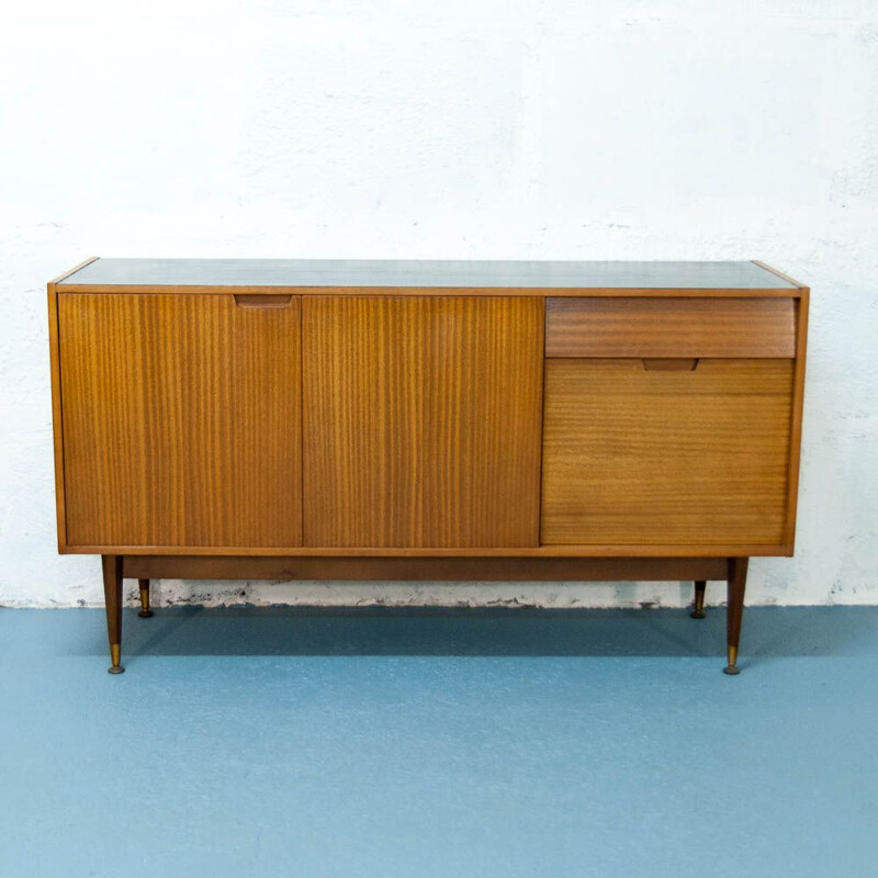 Vintage scandinavian teak sideboard with drawer leaflet 1960