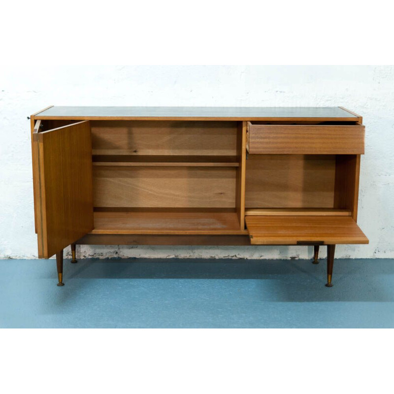 Vintage scandinavian teak sideboard with drawer leaflet 1960