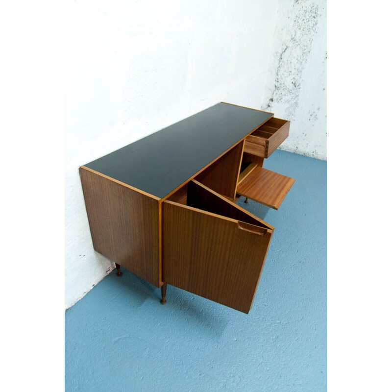 Vintage scandinavian teak sideboard with drawer leaflet 1960