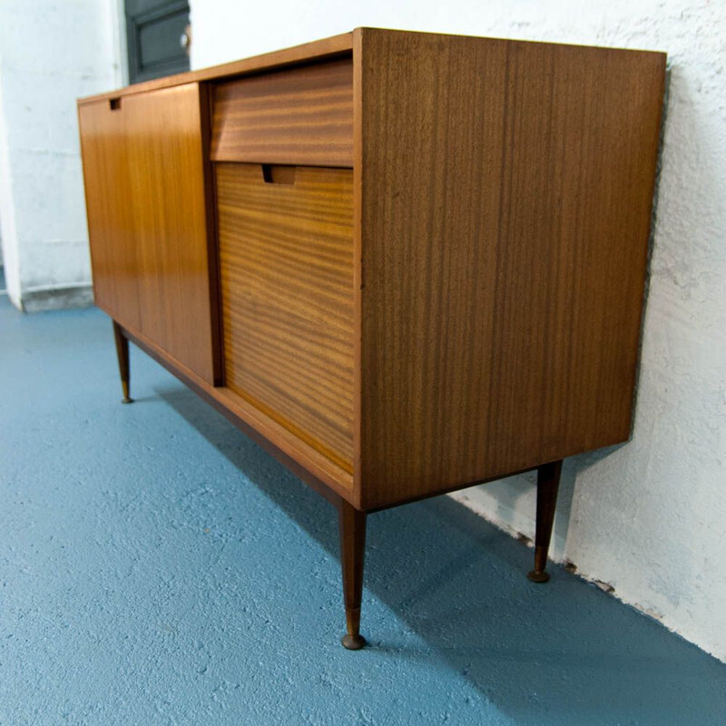 Vintage scandinavian teak sideboard with drawer leaflet 1960