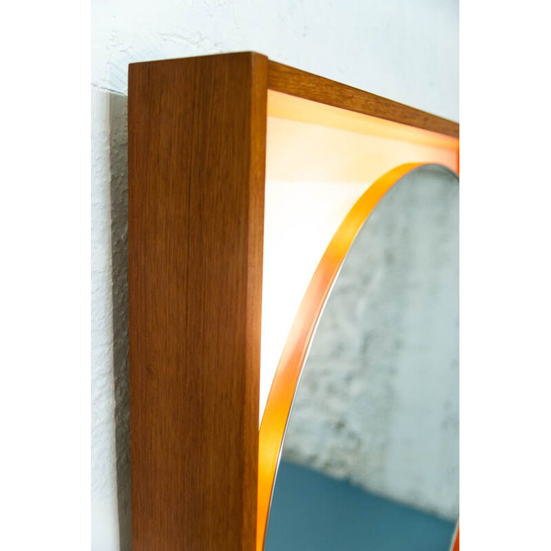 Large vintage scandinavian mirror in teak 1960