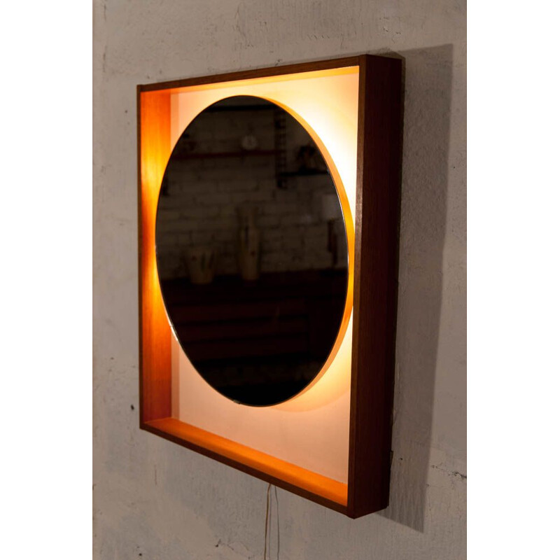 Large vintage scandinavian mirror in teak 1960