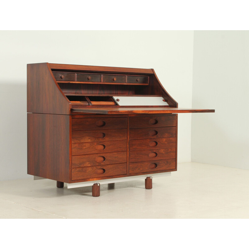 Vintage rosewood writing desk by Gianfranco Frattini for Bernini