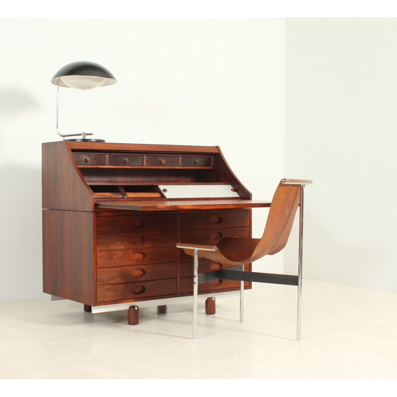 Vintage rosewood writing desk by Gianfranco Frattini for Bernini