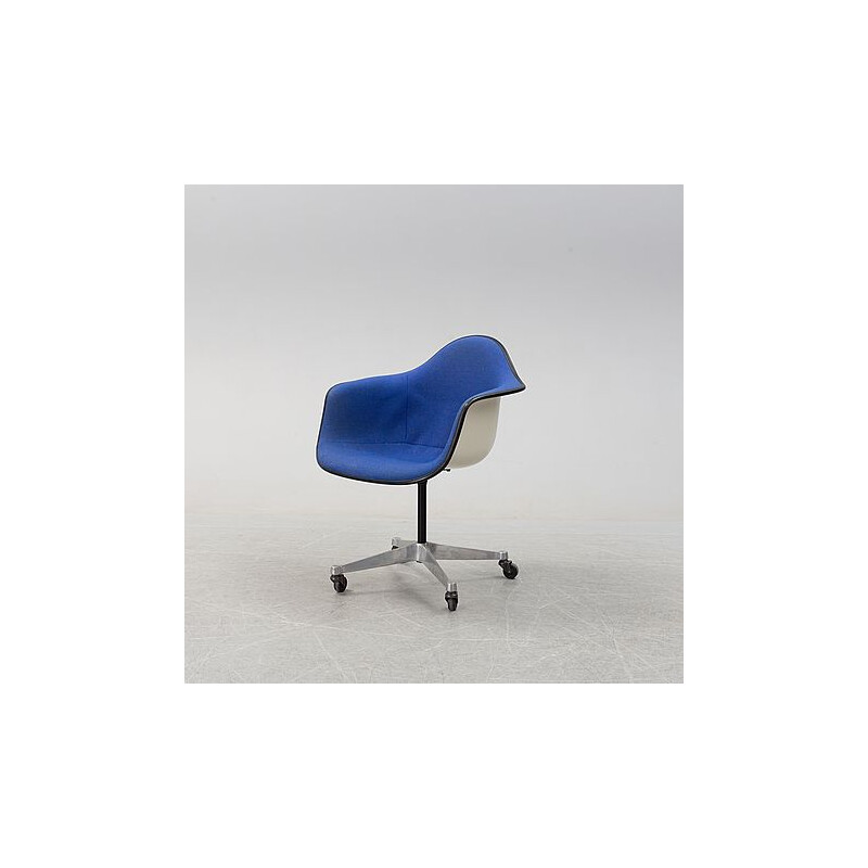 Vintage DAR armchair by Charles and Ray Eames in blue fabric