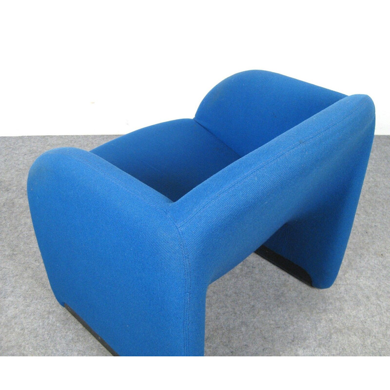 Vintage Ben armchair by Pierre Paulin for Artifort in blue fabric