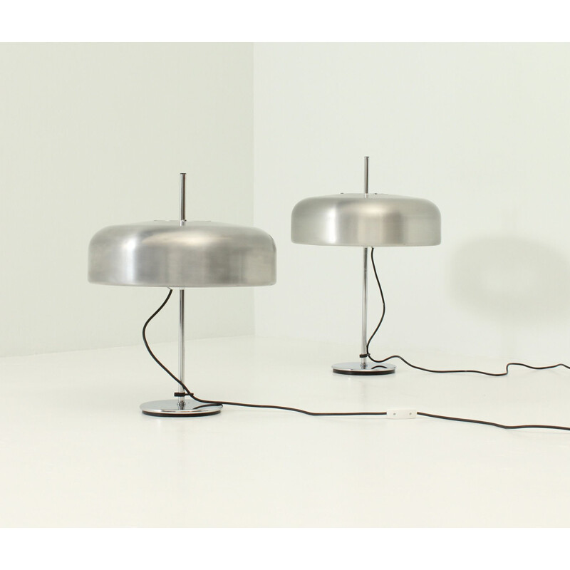 Pair of vintage table lamps Model 1374 by Staff in metal and aluminium