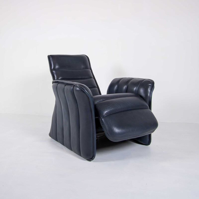 Vintage deep blue lounge chair by De Sede