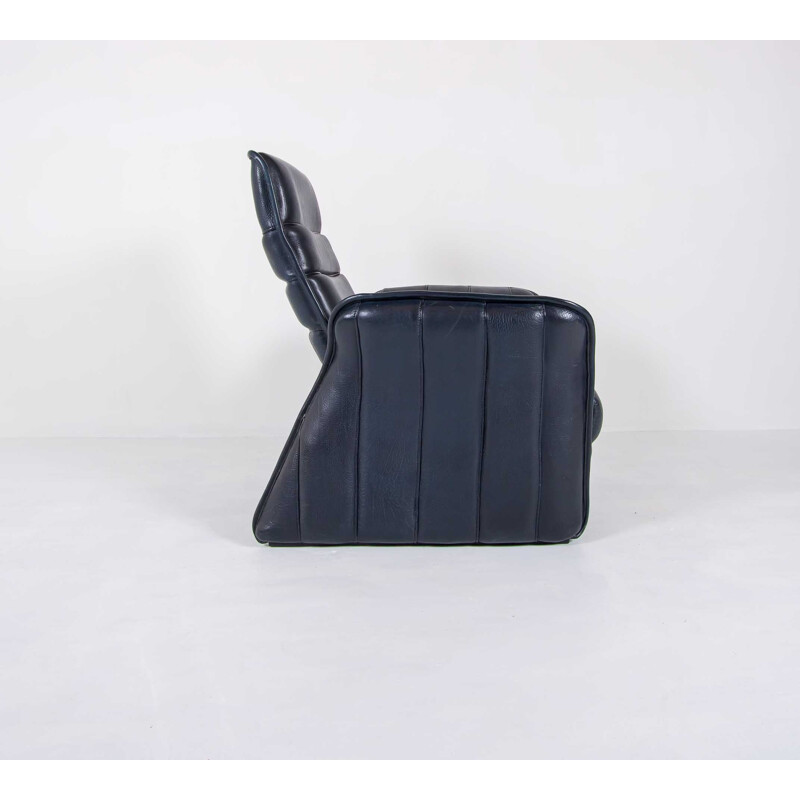 Vintage deep blue lounge chair by De Sede