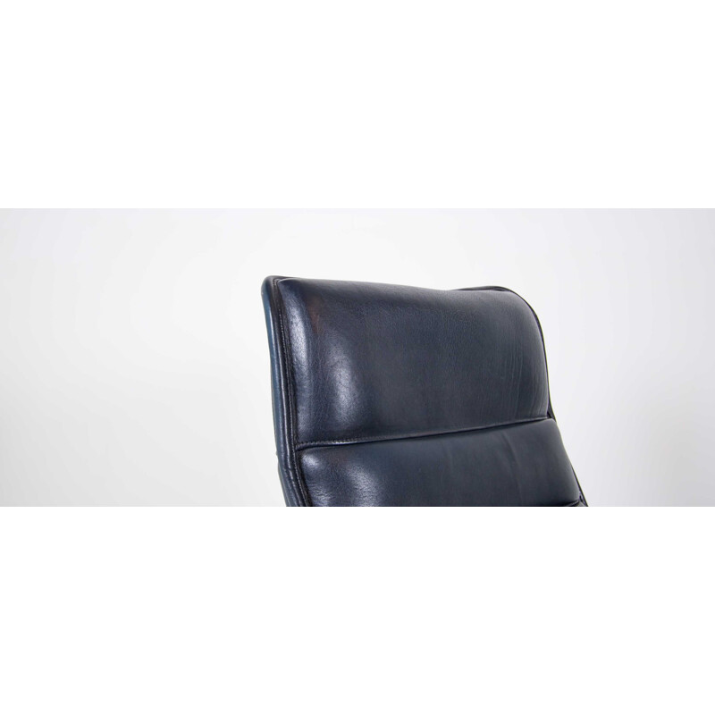 Vintage deep blue lounge chair by De Sede