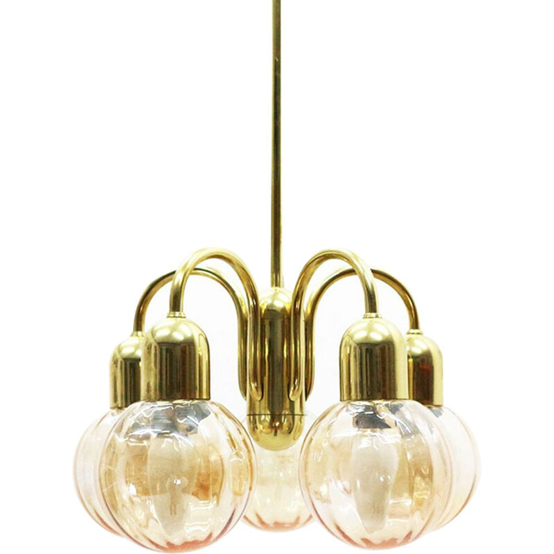 Vintage brass chandelier by Kaiser