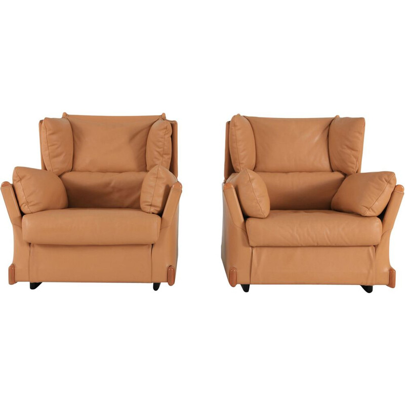paire de fauteuils marron - cassina