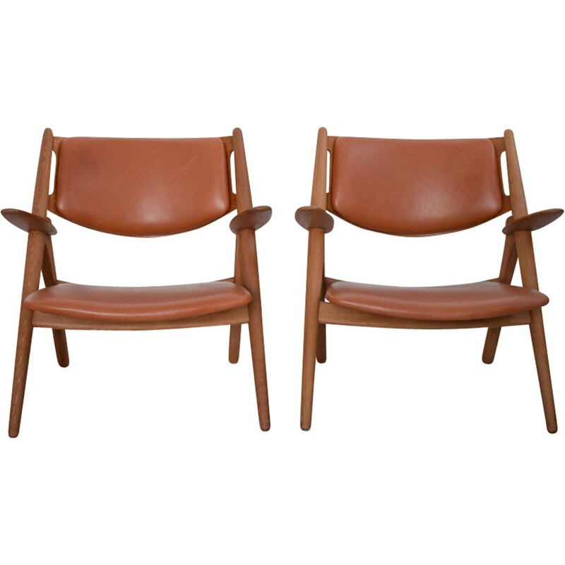 Set of 2 vintage CH-28 armchairs by Hans J. Wegner for Carl Hansen & Søn