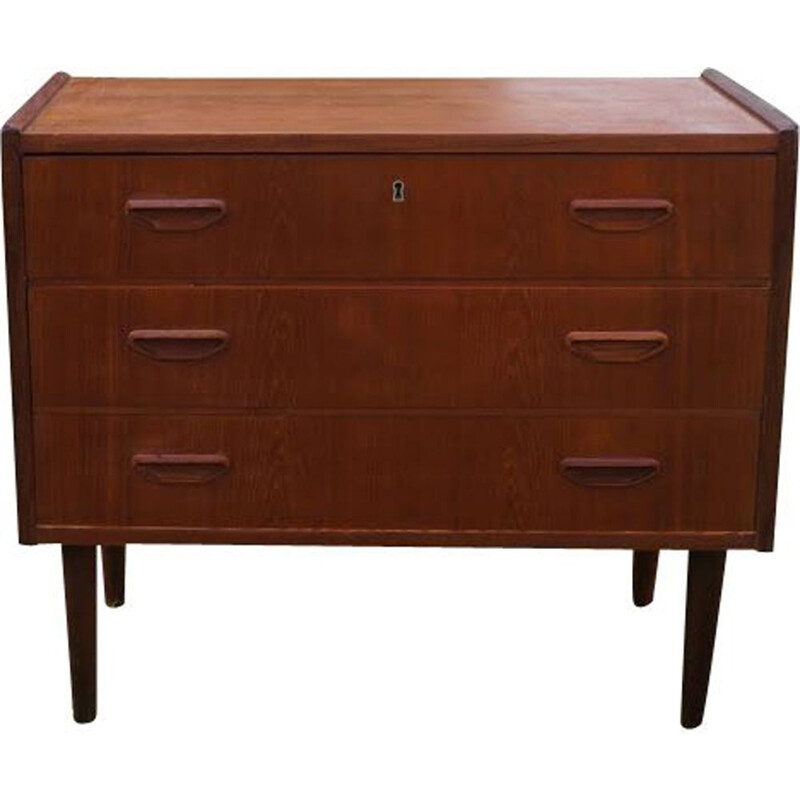 Vintage Danish teak dresser with 3 drawers