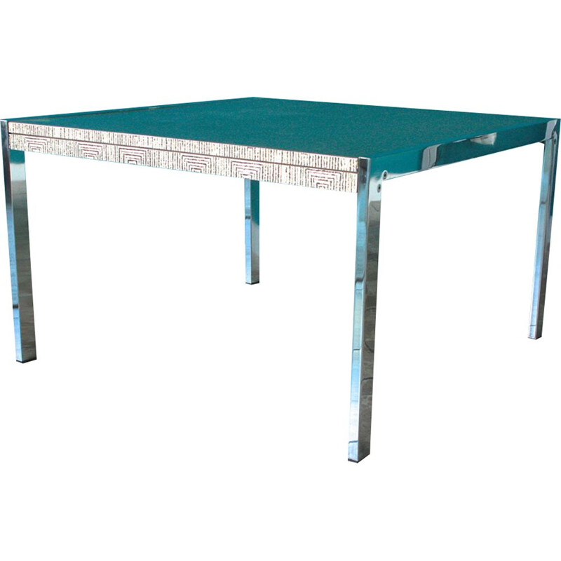 Table basse vintage en acier et aluminium