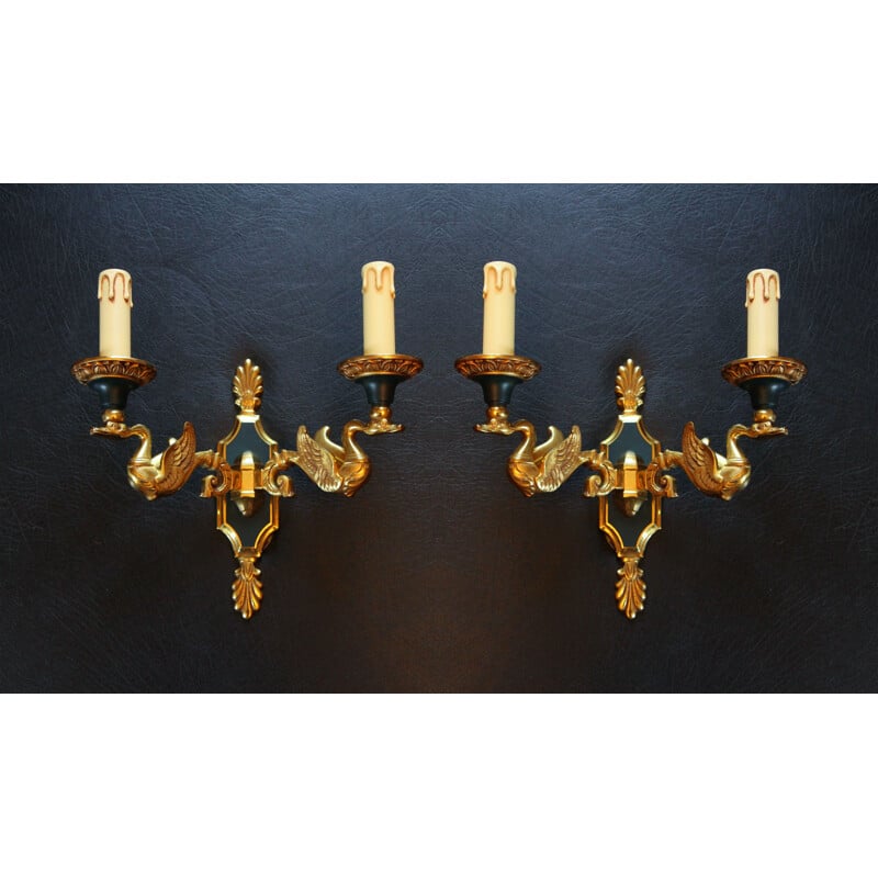 Suite de 2 appliques en bronze de style Empire par Lucien Gau Paris