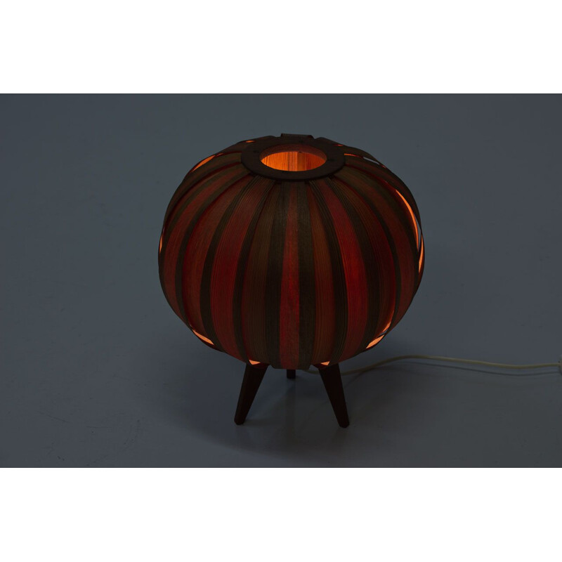 Vintage Swedish pine veneer table lamp