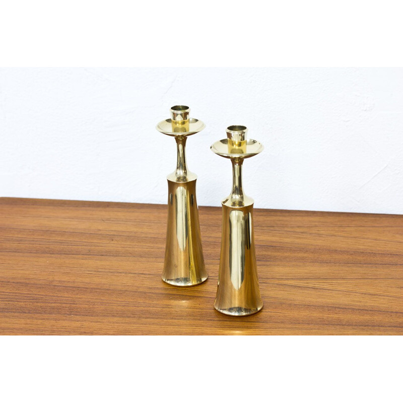 Set of 2 vintage brass candlesticks by Jens Quistgaard for Dansk Design