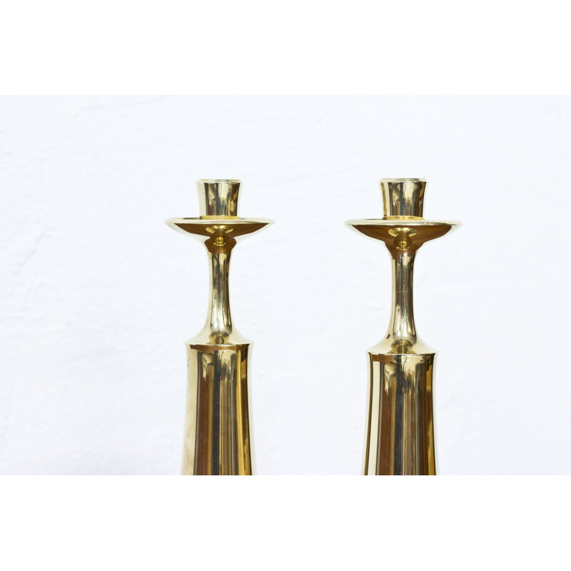 Set of 2 vintage brass candlesticks by Jens Quistgaard for Dansk Design